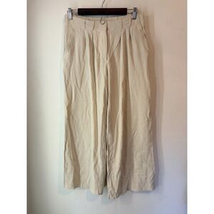 Belle Vere Womens High‎ Rise Pleated Linen Blend Wide Leg Pants Beige Size 4